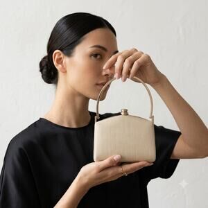 Vintage Women's Party Gold Clutch Hand Purse Bag Gold Chain Hard side
